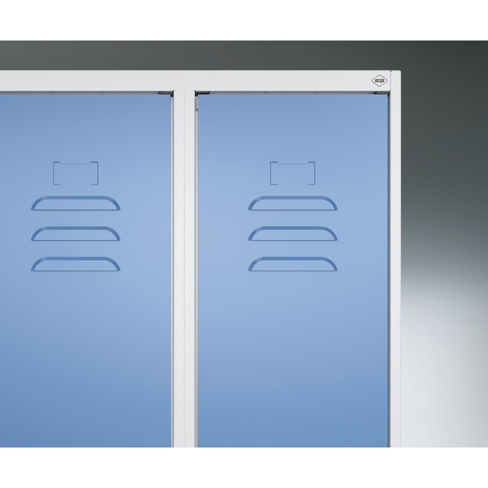 Produktabbildung Nr. 7: C+P Schwarz-Weiss-Spind Classic PLUS, 2 Abteile, HxBxT 2.120 x 600 x 815 mm, für Vorhängeschloss, auskragende Bank aus Buche, anthrazitgrau, anthrazitgrau