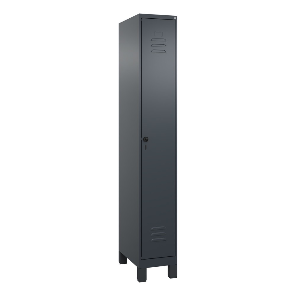 Produktabbildung: C+P Spind Classic PLUS, Füsse, 1 Abteil, HxBxT 1.950 x 300 x 500 mm, anthrazitgrau, anthrazitgrau, für Vorhängeschloss, mit Mitteltrennwand