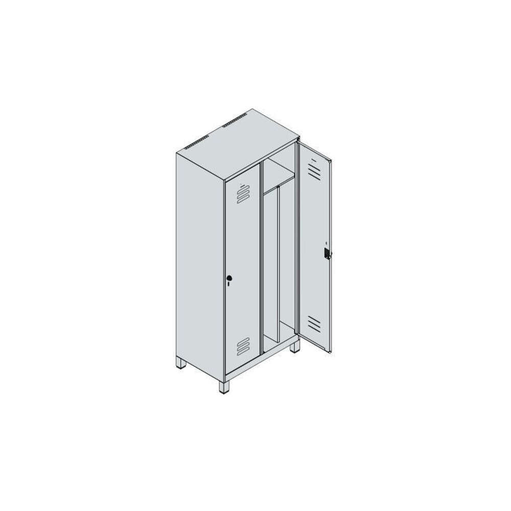 N° de l'image du produit 8 : C+P Spind Classic PLUS, Füße, 2 Abteile, HxBxT 1.950 x 800 x 500 mm, lichtgrau, anthrazitgrau, Zylinderschloss, mit Mitteltrennwand