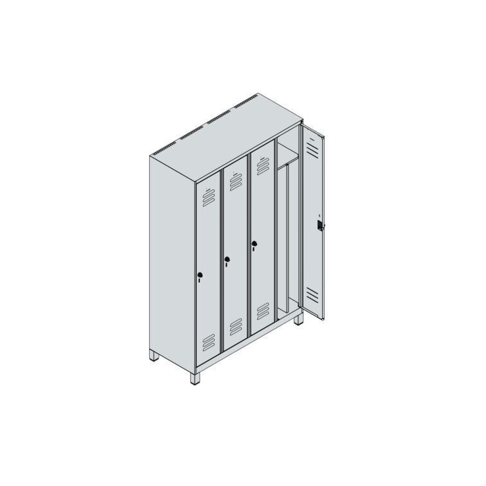 C+P Spind Classic PLUS, Füsse, 4 Abteile, HxBxT 1.950 x 1.200 x 500 mm, lichtgrau, enzianblau, Zylinderschloss, mit Mitteltrennwand Produktabbildung Nr. 8: C+P Spind Classic PLUS, Füsse, 4 Abteile, HxBxT 1.950 x 1.200 x 500 mm, lichtgrau, enzianblau, Zylinderschloss, mit Mitteltrennwand
