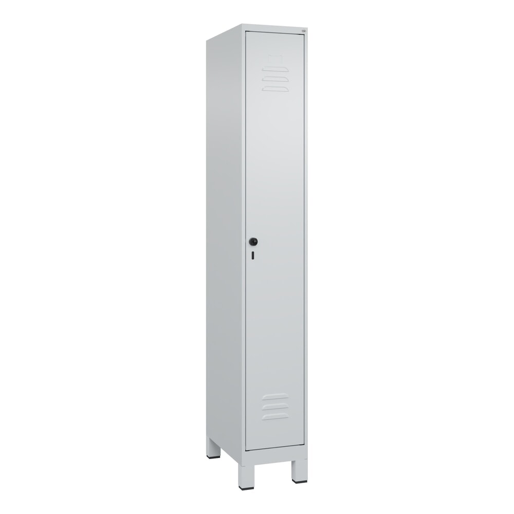 Produktabbildung Nr. 9: C+P Spind Classic PLUS, Füsse, 1 Abteil, HxBxT 1.950 x 300 x 500 mm, lichtgrau, lichtgrau, für Vorhängeschloss, mit Mitteltrennwand