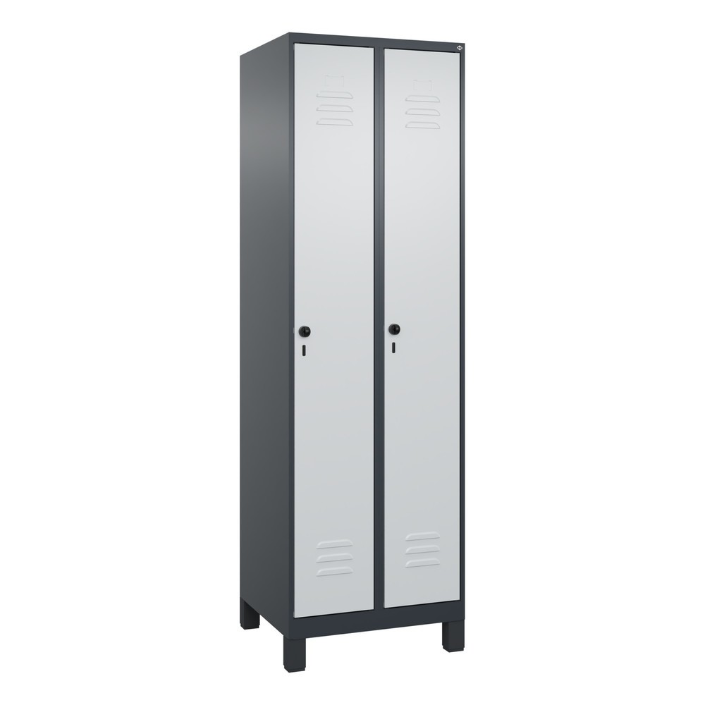 Produktabbildung: C+P Spind Classic PLUS, Füsse, 2 Abteile, HxBxT 1.950 x 600 x 500 mm, anthrazitgrau, lichtgrau, für Vorhängeschloss, ohne Mitteltrennwand