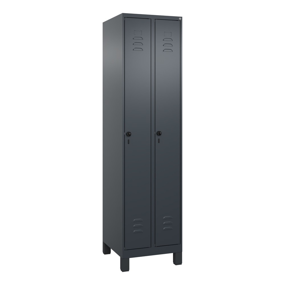 Produktabbildung: C+P Spind Classic PLUS, Füsse, 2 Abteile, HxBxT 1.950 x 500 x 500 mm, anthrazitgrau, anthrazitgrau, für Vorhängeschloss, ohne Mitteltrennwand