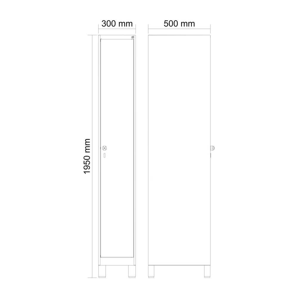 N° de l'image du produit 8 : C+P Spind Classic PLUS, Füße, 1 Abteil, HxBxT 1.950 x 300 x 500 mm, anthrazitgrau, anthrazitgrau, Zylinderschloss, ohne Mitteltrennwand