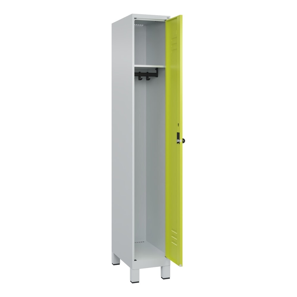 N° de l'image du produit 1 : C+P Spind Classic PLUS, Füße, 1 Abteil, HxBxT 1.950 x 300 x 500 mm, lichtgrau, clowngrün, für Vorhängeschloss, ohne Mitteltrennwand