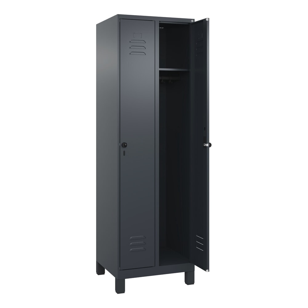 C+P Spind Classic PLUS, Füsse, 2 Abteile, HxBxT 1.950 x 600 x 500 mm, anthrazitgrau, anthrazitgrau, für Vorhängeschloss, ohne Mitteltrennwand Produktabbildung: C+P Spind Classic PLUS, Füsse, 2 Abteile, HxBxT 1.950 x 600 x 500 mm, anthrazitgrau, anthrazitgrau, für Vorhängeschloss, ohne Mitteltrennwand