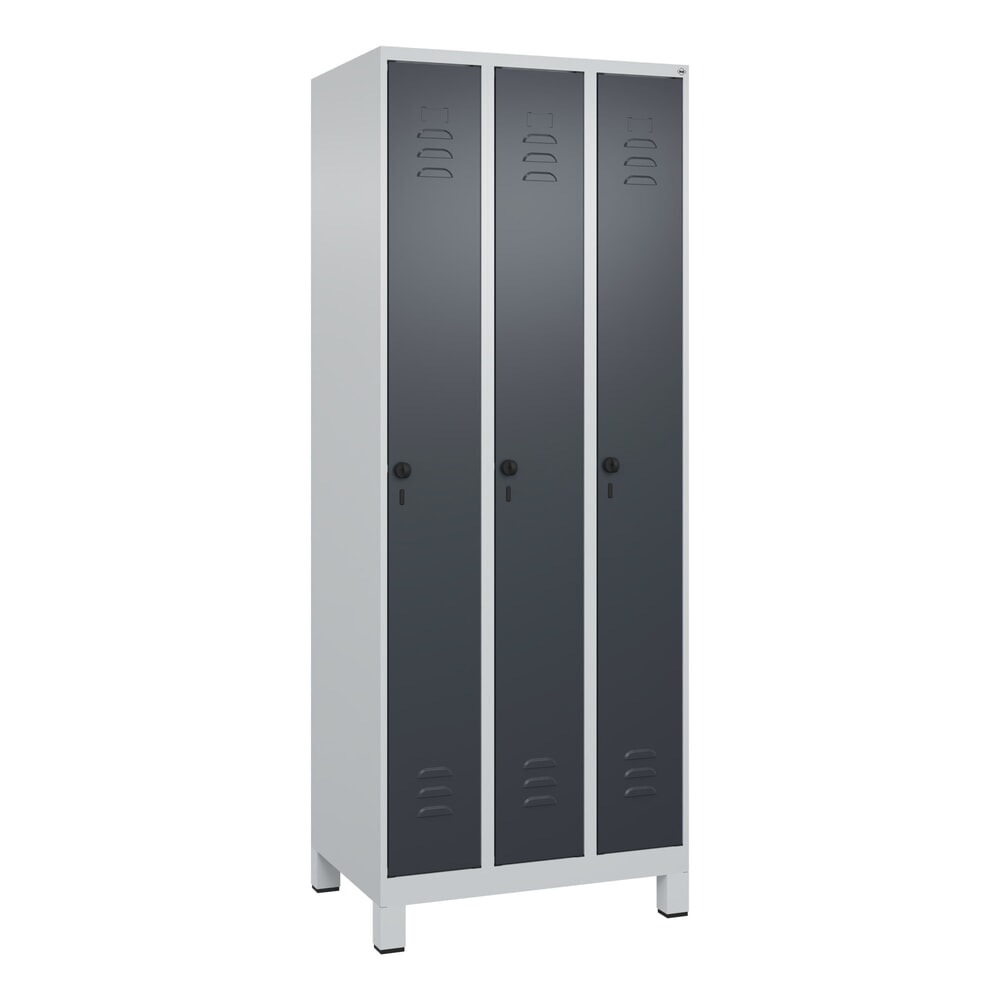 Produktabbildung Nr. 9: C+P Spind Classic PLUS, Füsse, 3 Abteile, HxBxT 1.950 x 750 x 500 mm, lichtgrau, anthrazitgrau, für Vorhängeschloss, ohne Mitteltrennwand