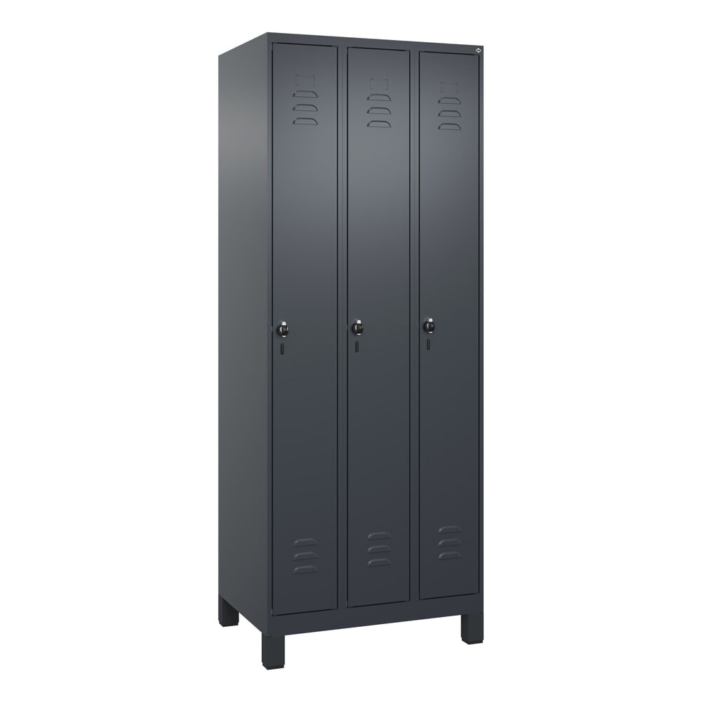 Produktabbildung Nr. 9: C+P Spind Classic PLUS, Füsse, 3 Abteile, HxBxT 1.950 x 750 x 500 mm, anthrazitgrau, anthrazitgrau, für Vorhängeschloss, ohne Mitteltrennwand