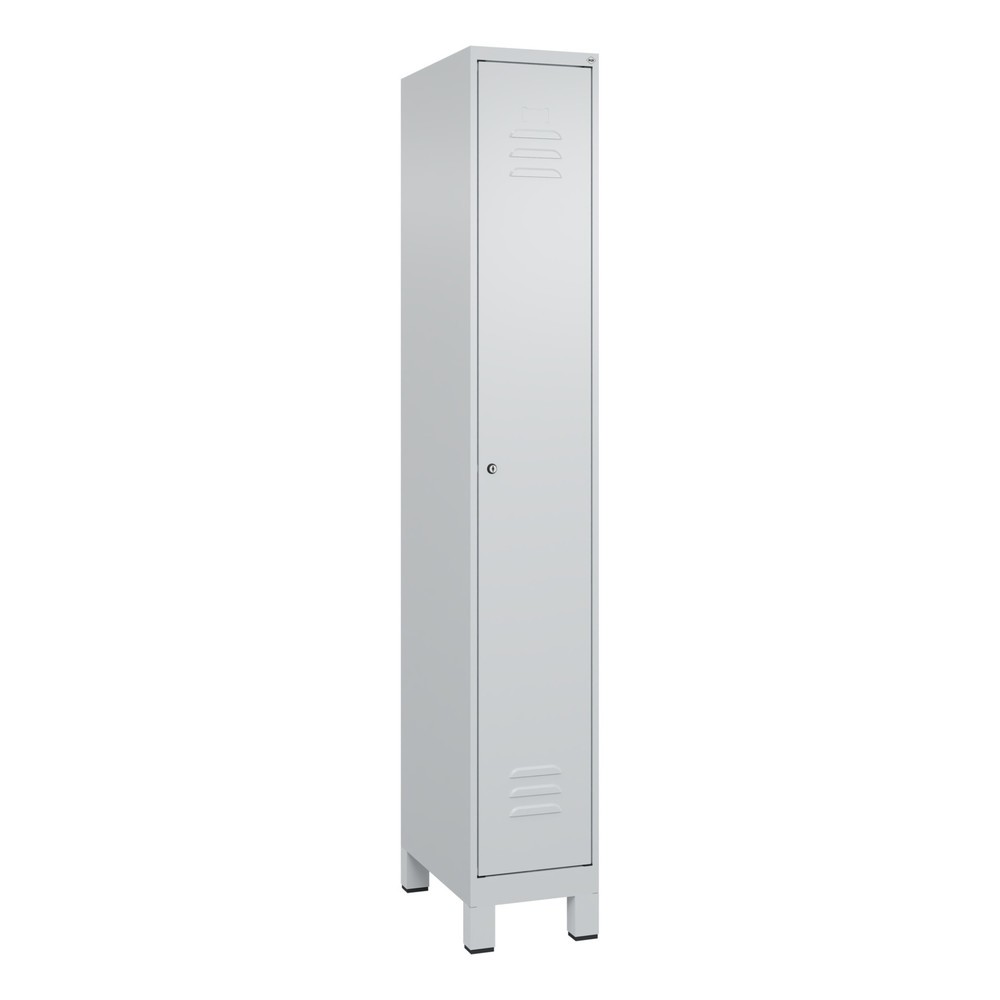Produktabbildung: C+P Spind Classic PLUS, Füsse, 1 Abteil, HxBxT 1.950 x 300 x 500 mm, lichtgrau, lichtgrau, Zylinderschloss, mit Mitteltrennwand