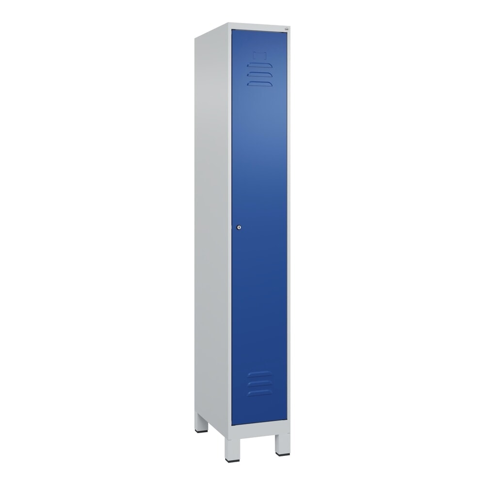 Produktabbildung Nr. 9: C+P Spind Classic PLUS, Füsse, 1 Abteil, HxBxT 1.950 x 300 x 500 mm, lichtgrau, enzianblau, Zylinderschloss, mit Mitteltrennwand