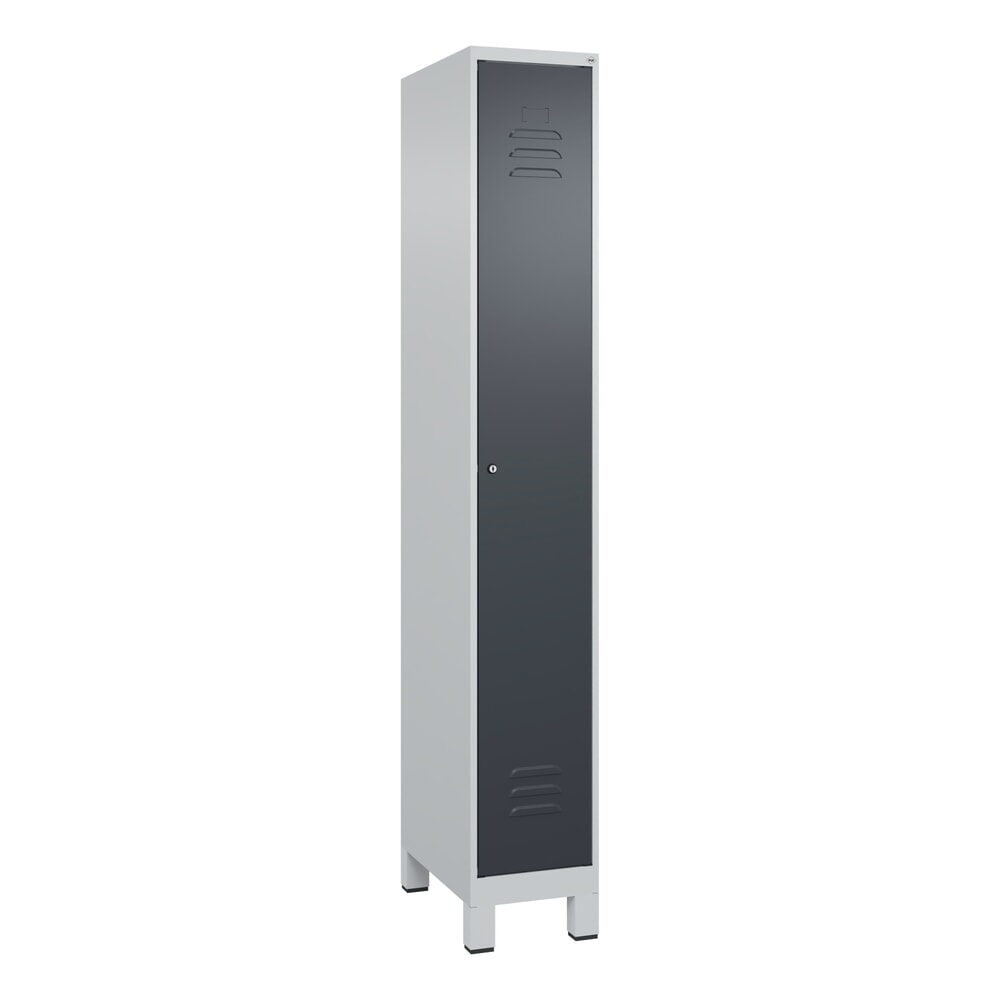 Produktabbildung Nr. 9: C+P Spind Classic PLUS, Füsse, 1 Abteil, HxBxT 1.950 x 300 x 500 mm, lichtgrau, anthrazitgrau, Zylinderschloss, mit Mitteltrennwand