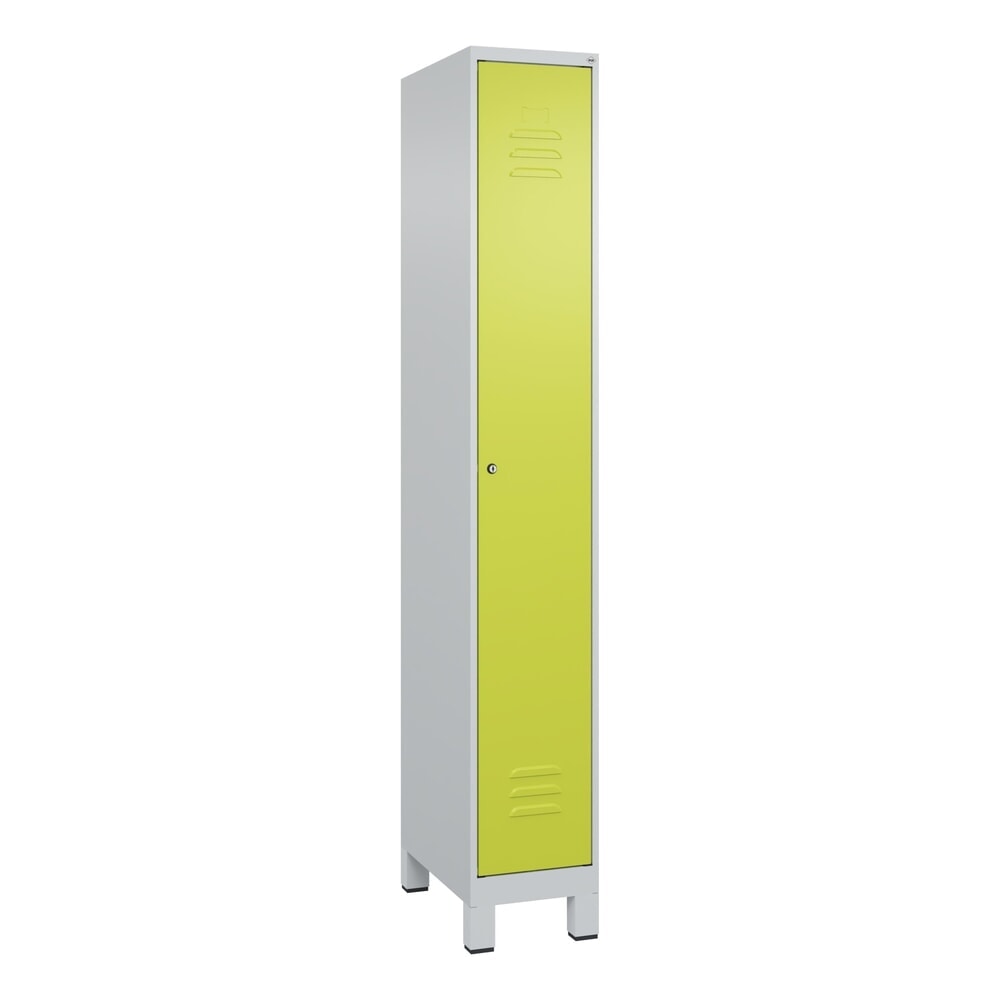 Produktabbildung Nr. 9: C+P Spind Classic PLUS, Füsse, 1 Abteil, HxBxT 1.950 x 300 x 500 mm, lichtgrau, clowngrün, Zylinderschloss, mit Mitteltrennwand