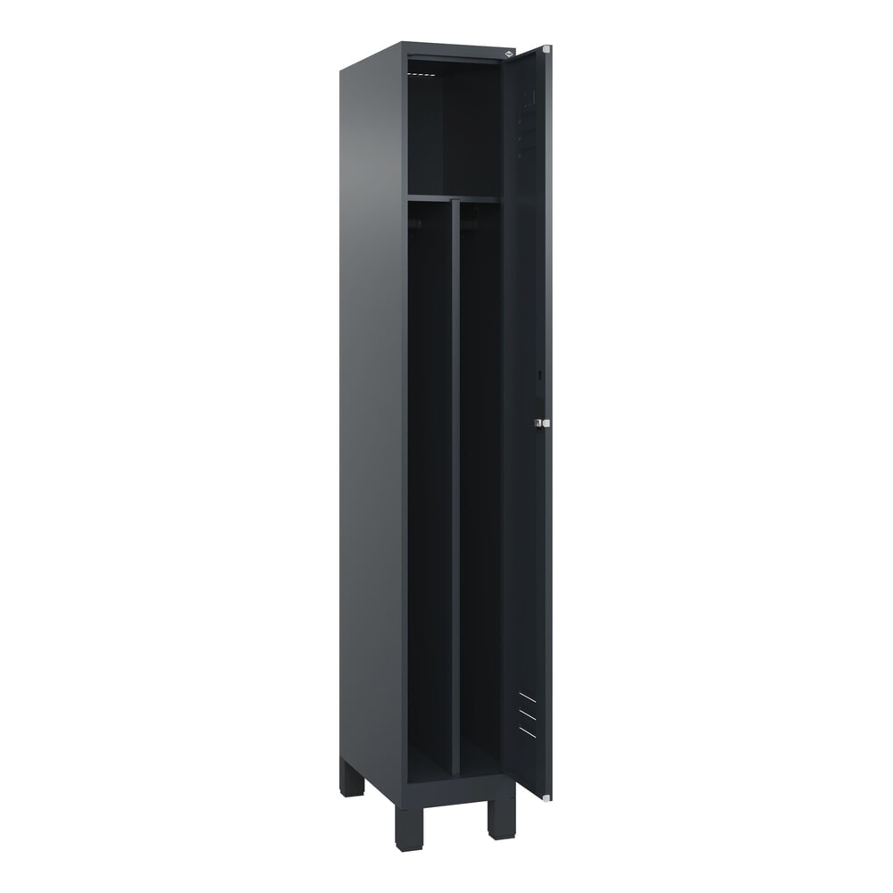 Produktabbildung: C+P Spind Classic PLUS, Füsse, 1 Abteil, HxBxT 1.950 x 300 x 500 mm, anthrazitgrau, anthrazitgrau, Zylinderschloss, mit Mitteltrennwand