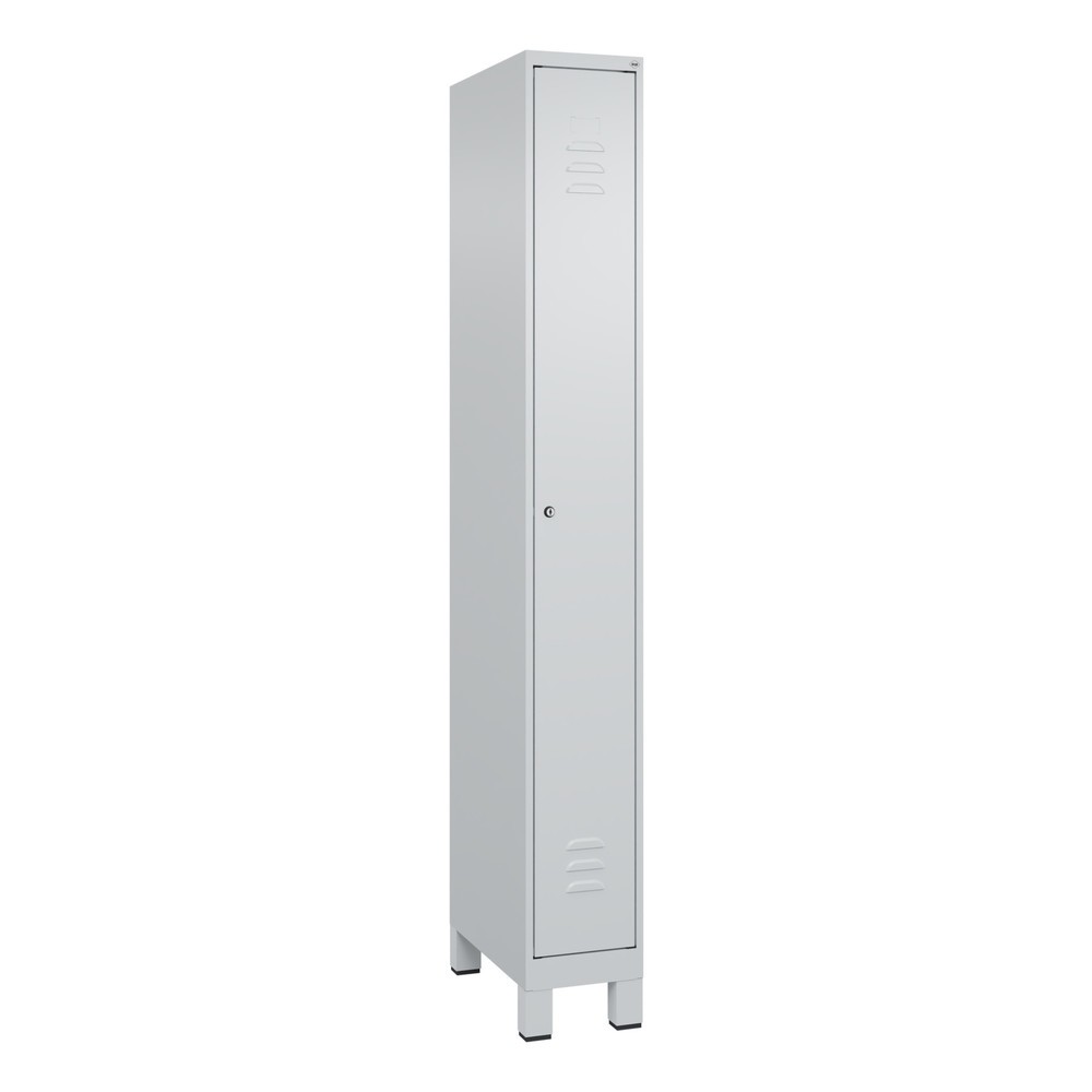 Produktabbildung: C+P Spind Classic PLUS, Füsse, 1 Abteil, HxBxT 1.950 x 250 x 500 mm, lichtgrau, lichtgrau, Zylinderschloss, ohne Mitteltrennwand