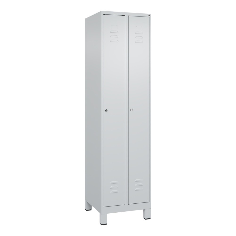 Produktabbildung: C+P Spind Classic PLUS, Füsse, 2 Abteile, HxBxT 1.950 x 500 x 500 mm, lichtgrau, lichtgrau, Zylinderschloss, ohne Mitteltrennwand
