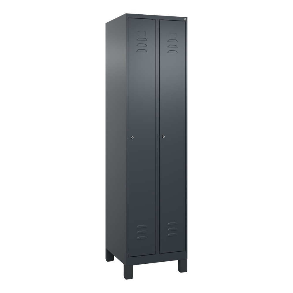 Produktabbildung: C+P Spind Classic PLUS, Füsse, 2 Abteile, HxBxT 1.950 x 500 x 500 mm, anthrazitgrau, anthrazitgrau, Zylinderschloss, ohne Mitteltrennwand