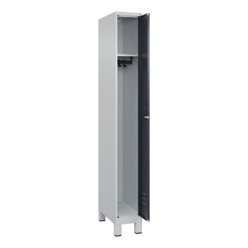 Produktabbildung Nr. 1: C+P Spind Classic PLUS, Füsse, 1 Abteil, HxBxT 1.950 x 250 x 500 mm, lichtgrau, anthrazitgrau, Zylinderschloss, ohne Mitteltrennwand