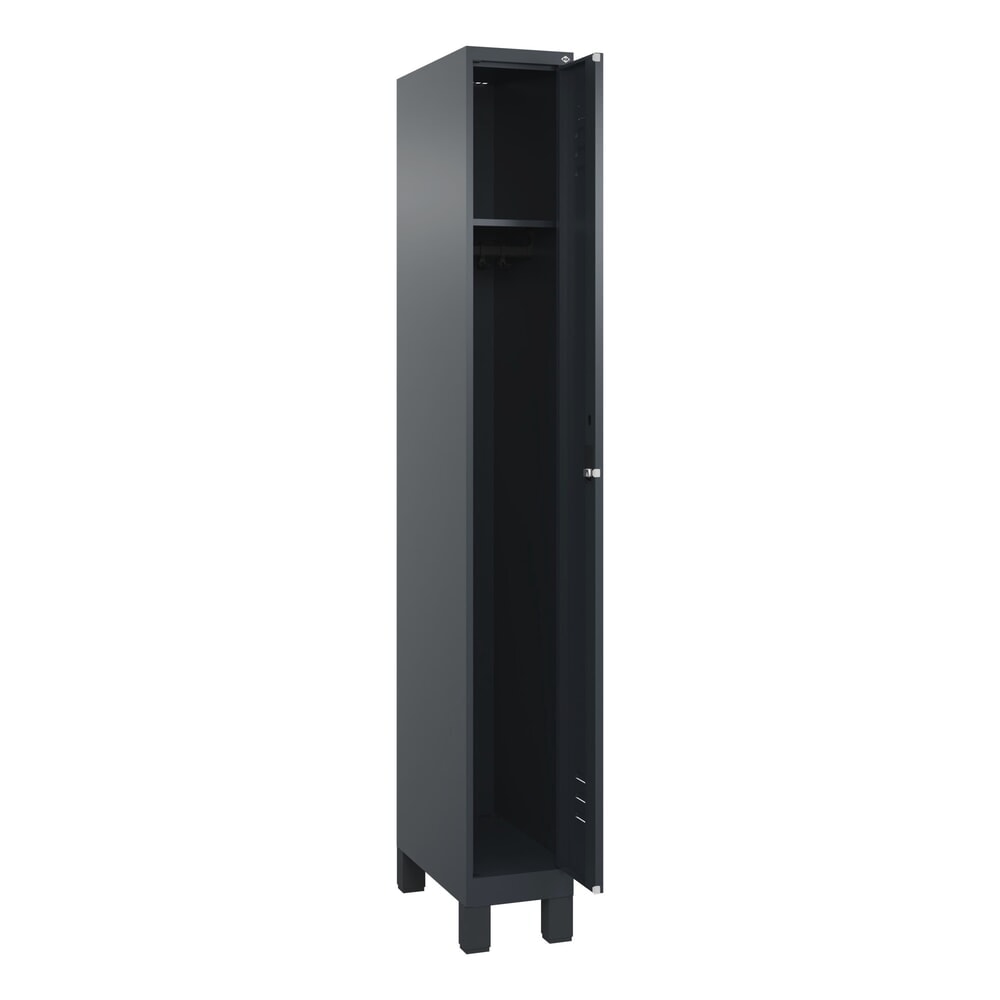 Produktabbildung Nr. 1: C+P Spind Classic PLUS, Füsse, 1 Abteil, HxBxT 1.950 x 250 x 500 mm, anthrazitgrau, anthrazitgrau, Zylinderschloss, ohne Mitteltrennwand