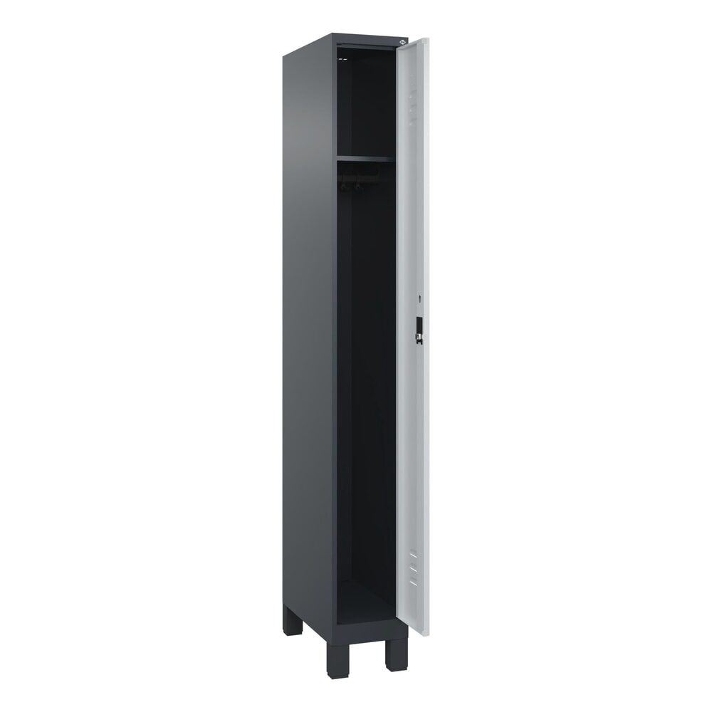 Produktabbildung Nr. 1: C+P Spind Classic PLUS, Füsse, 1 Abteil, HxBxT 1.950 x 250 x 500 mm, anthrazitgrau, lichtgrau, Zylinderschloss, ohne Mitteltrennwand