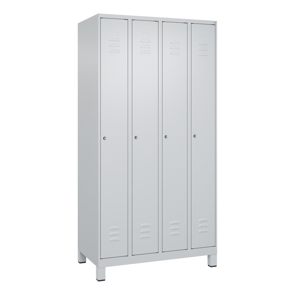 Produktabbildung Nr. 9: C+P Spind Classic PLUS, Füsse, 4 Abteile, HxBxT 1.950 x 1.000 x 500 mm, lichtgrau, lichtgrau, Zylinderschloss, ohne Mitteltrennwand
