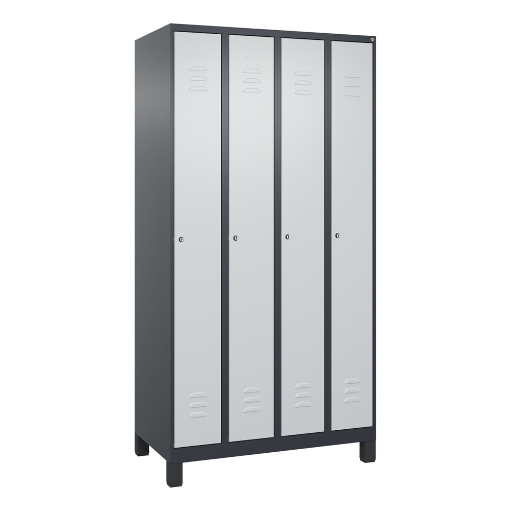 Produktabbildung Nr. 9: C+P Spind Classic PLUS, Füsse, 4 Abteile, HxBxT 1.950 x 1.000 x 500 mm, anthrazitgrau, lichtgrau, Zylinderschloss, ohne Mitteltrennwand