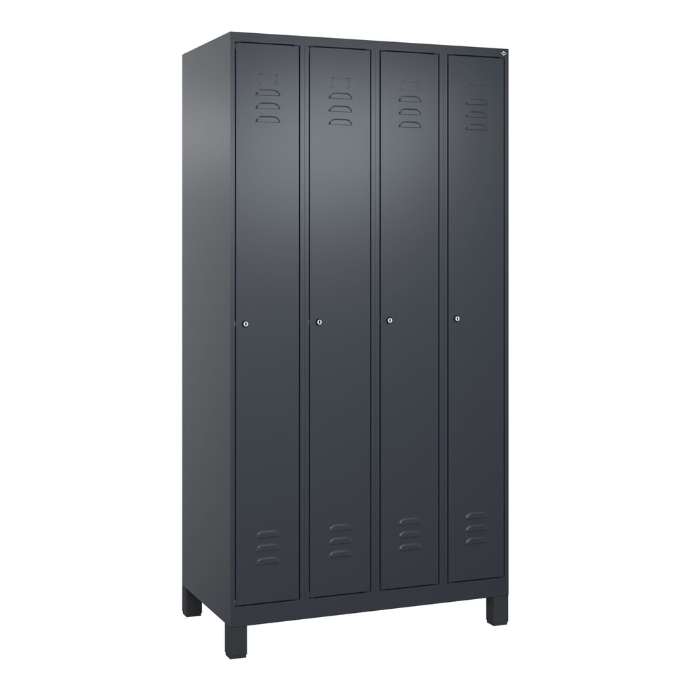 Produktabbildung Nr. 9: C+P Spind Classic PLUS, Füsse, 4 Abteile, HxBxT 1.950 x 1.000 x 500 mm, anthrazitgrau, anthrazitgrau, Zylinderschloss, ohne Mitteltrennwand