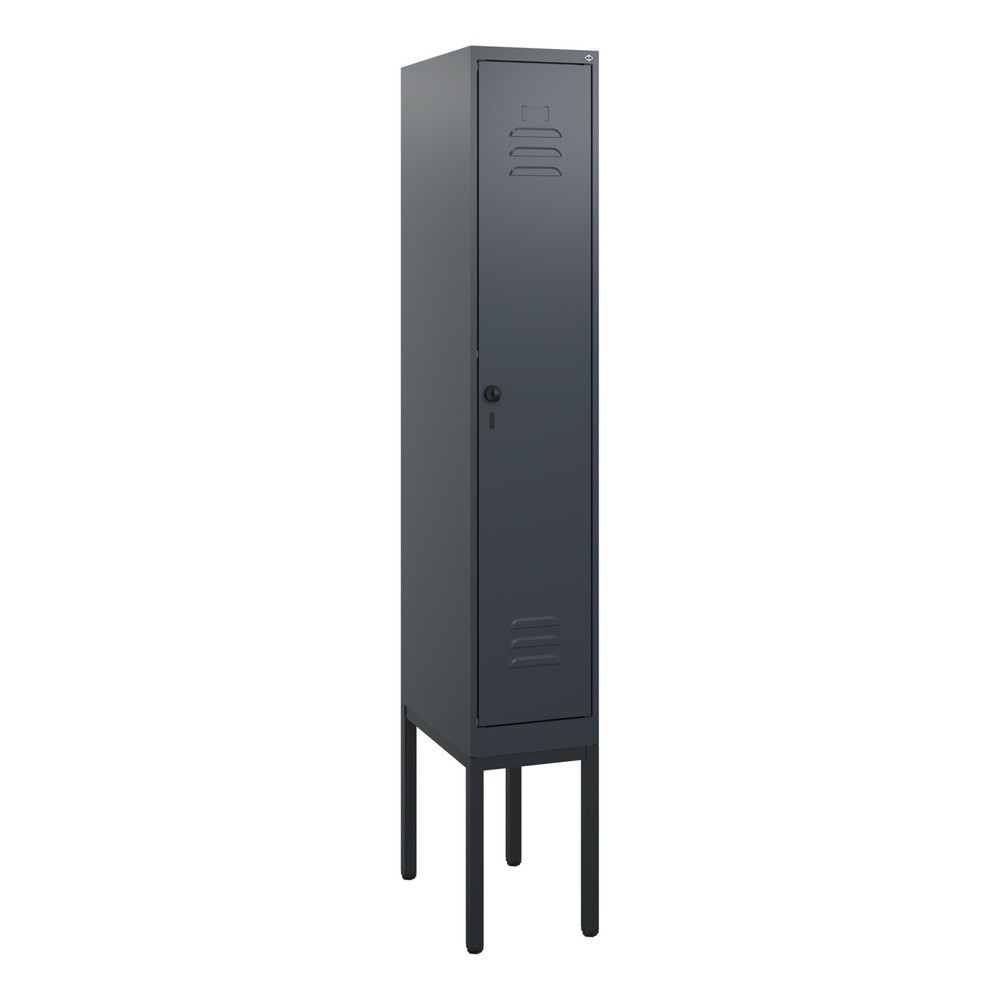 Produktabbildung: C+P Spind Classic PLUS, Gestell, 1 Abteil, HxBxT 1.950 x 300 x 500 mm, anthrazitgrau, anthrazitgrau, für Vorhängeschloss, ohne Mitteltrennwand