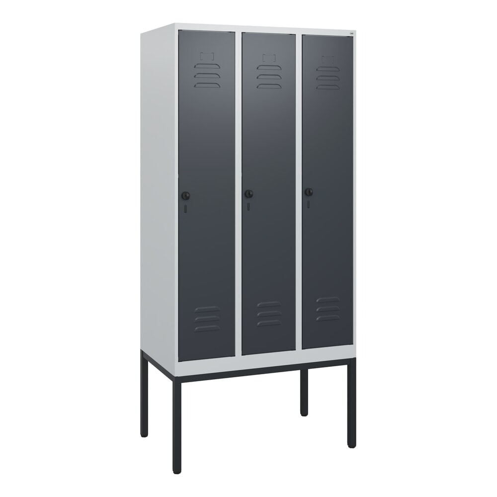 N° de l'image du produit 9 : C+P Spind Classic PLUS, Gestell, 3 Abteile, HxBxT 1.950 x 900 x 500 mm, lichtgrau, anthrazitgrau, für Vorhängeschloss, ohne Mitteltrennwand