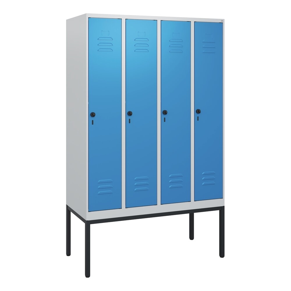 N° de l'image du produit 9 : C+P Spind Classic PLUS, Gestell, 4 Abteile, HxBxT 1.950 x 1.200 x 500 mm, lichtgrau, lichtblau, für Vorhängeschloss, ohne Mitteltrennwand