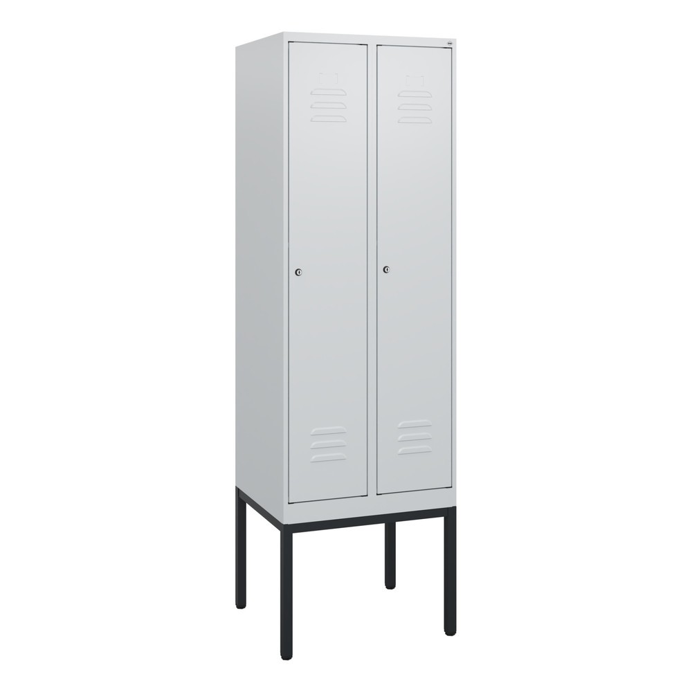 Produktabbildung: C+P Spind Classic PLUS, Gestell, 2 Abteile, HxBxT 1.950 x 600 x 500 mm, lichtgrau, lichtgrau, Zylinderschloss, ohne Mitteltrennwand