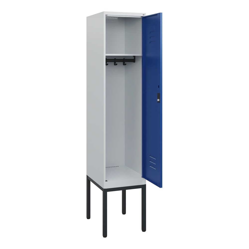 Illustration du produit: C+P Spind Classic PLUS, Gestell, 1 Abteil, HxBxT 1.950 x 400 x 500 mm, lichtgrau, enzianblau, Zylinderschloss, ohne Mitteltrennwand
