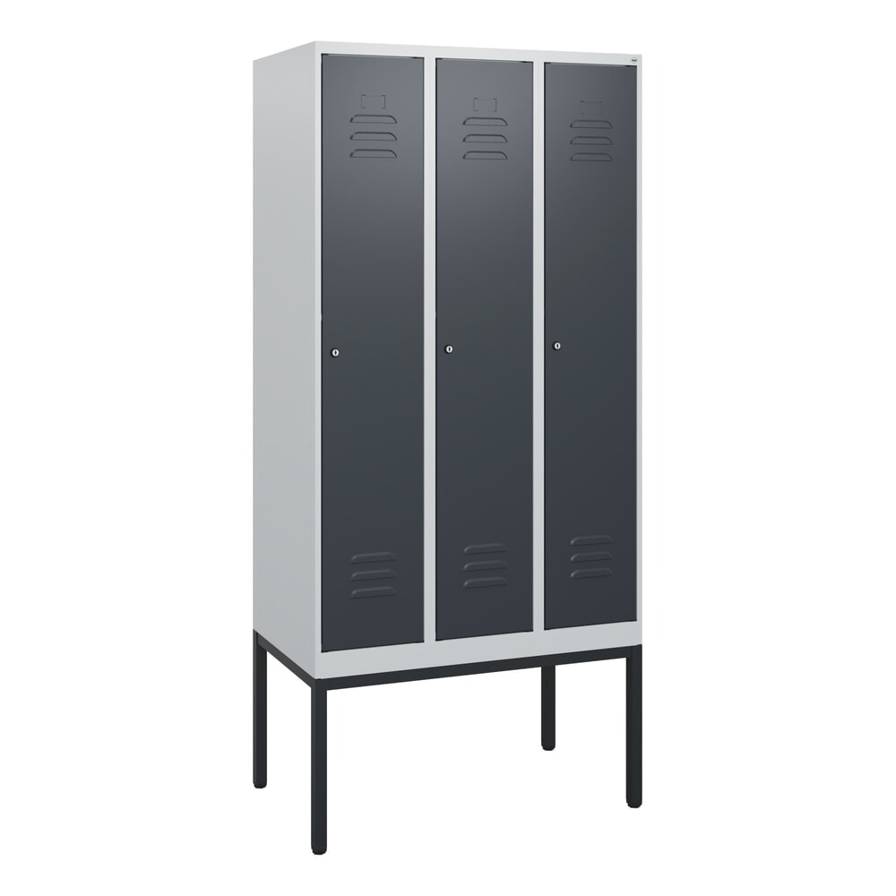 N° de l'image du produit 9 : C+P Spind Classic PLUS, Gestell, 3 Abteile, HxBxT 1.950 x 900 x 500 mm, lichtgrau, anthrazitgrau, Zylinderschloss, ohne Mitteltrennwand