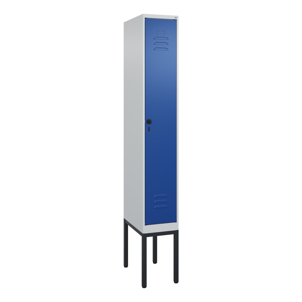 Illustration du produit: C+P Spind Classic PLUS, Gestell, 1 Abteil, HxBxT 2.120 x 300 x 500 mm, lichtgrau, enzianblau, für Vorhängeschloss, mit Mitteltrennwand