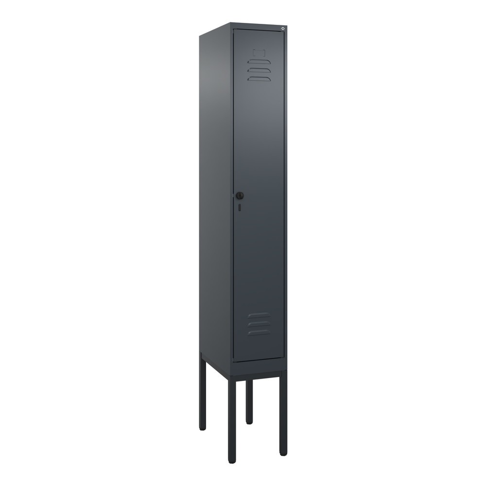 Illustration du produit: C+P Spind Classic PLUS, Gestell, 1 Abteil, HxBxT 2.120 x 300 x 500 mm, anthrazitgrau, anthrazitgrau, für Vorhängeschloss, mit Mitteltrennwand