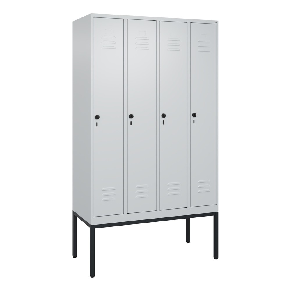 Illustration du produit: C+P Spind Classic PLUS, Gestell, 4 Abteile, HxBxT 2.120 x 1.200 x 500 mm, lichtgrau, lichtgrau, für Vorhängeschloss, mit Mitteltrennwand