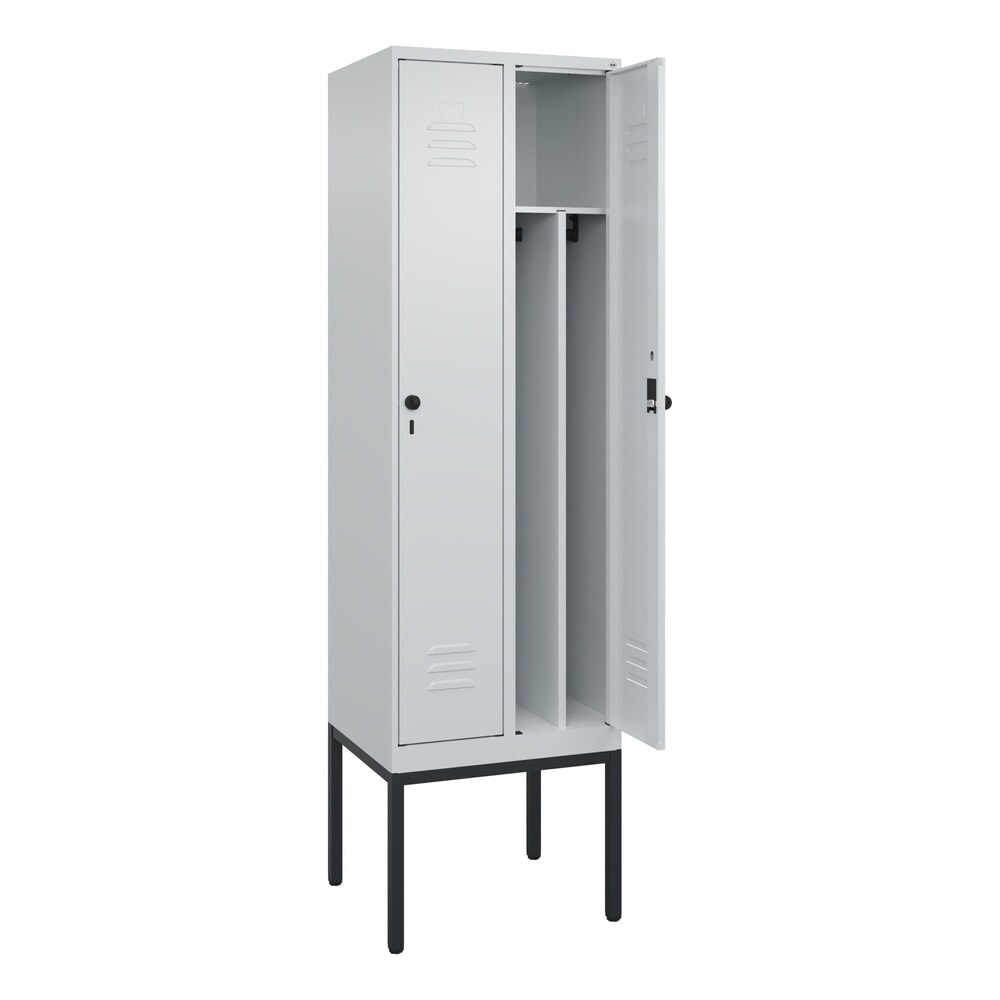 Illustration du produit: C+P Spind Classic PLUS, Gestell, 2 Abteile, HxBxT 2.120 x 600 x 500 mm, lichtgrau, lichtgrau, für Vorhängeschloss, mit Mitteltrennwand