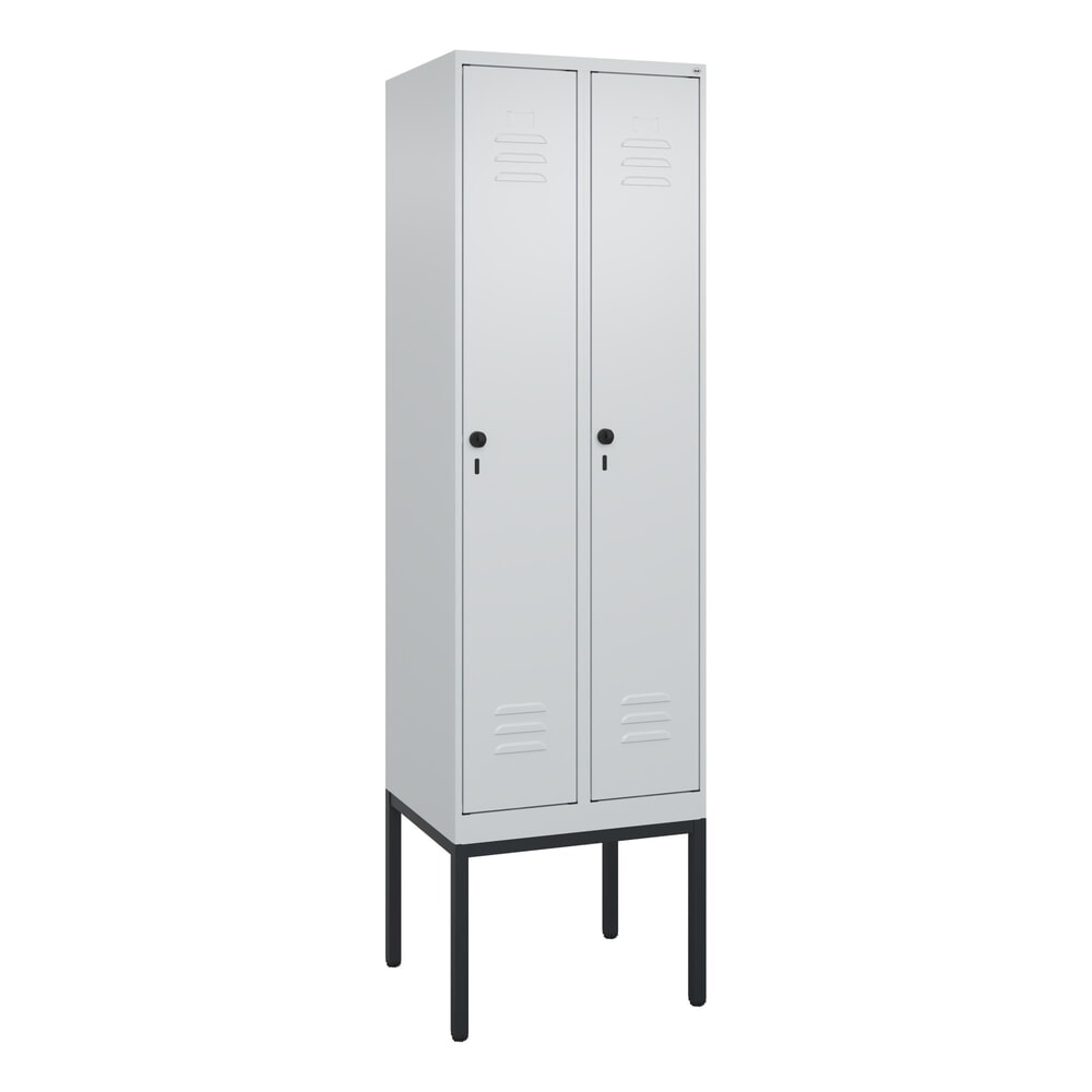 N° de l'image du produit 9 : C+P Spind Classic PLUS, Gestell, 2 Abteile, HxBxT 2.120 x 600 x 500 mm, lichtgrau, lichtgrau, für Vorhängeschloss, mit Mitteltrennwand