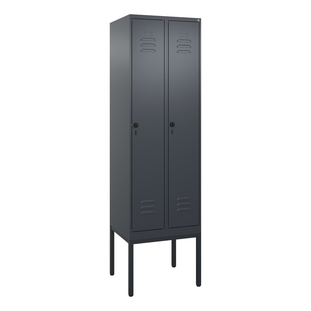 N° de l'image du produit 9 : C+P Spind Classic PLUS, Gestell, 2 Abteile, HxBxT 2.120 x 600 x 500 mm, anthrazitgrau, anthrazitgrau, für Vorhängeschloss, mit Mitteltrennwand