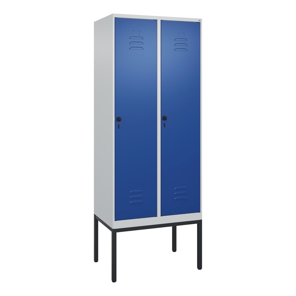 N° de l'image du produit 9 : C+P Spind Classic PLUS, Gestell, 2 Abteile, HxBxT 2.120 x 800 x 500 mm, lichtgrau, enzianblau, für Vorhängeschloss, mit Mitteltrennwand