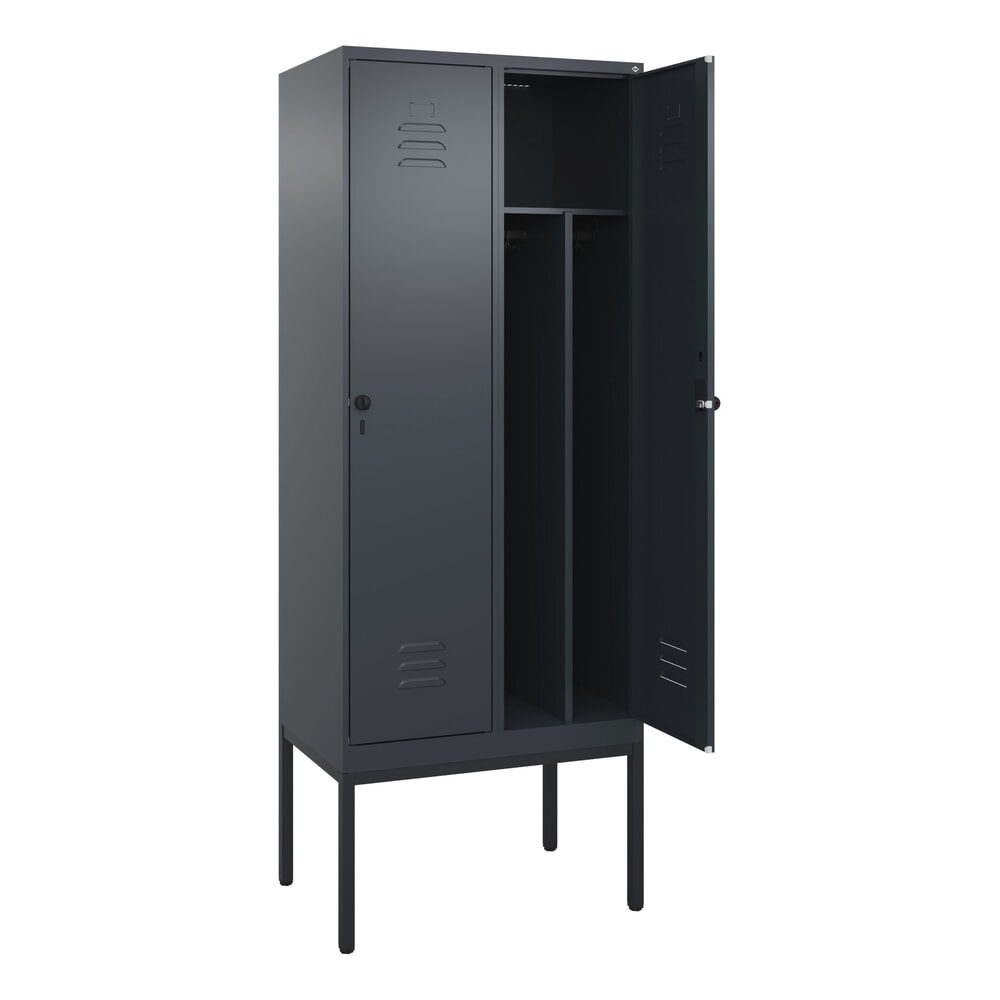 Illustration du produit: C+P Spind Classic PLUS, Gestell, 2 Abteile, HxBxT 2.120 x 800 x 500 mm, anthrazitgrau, anthrazitgrau, für Vorhängeschloss, mit Mitteltrennwand