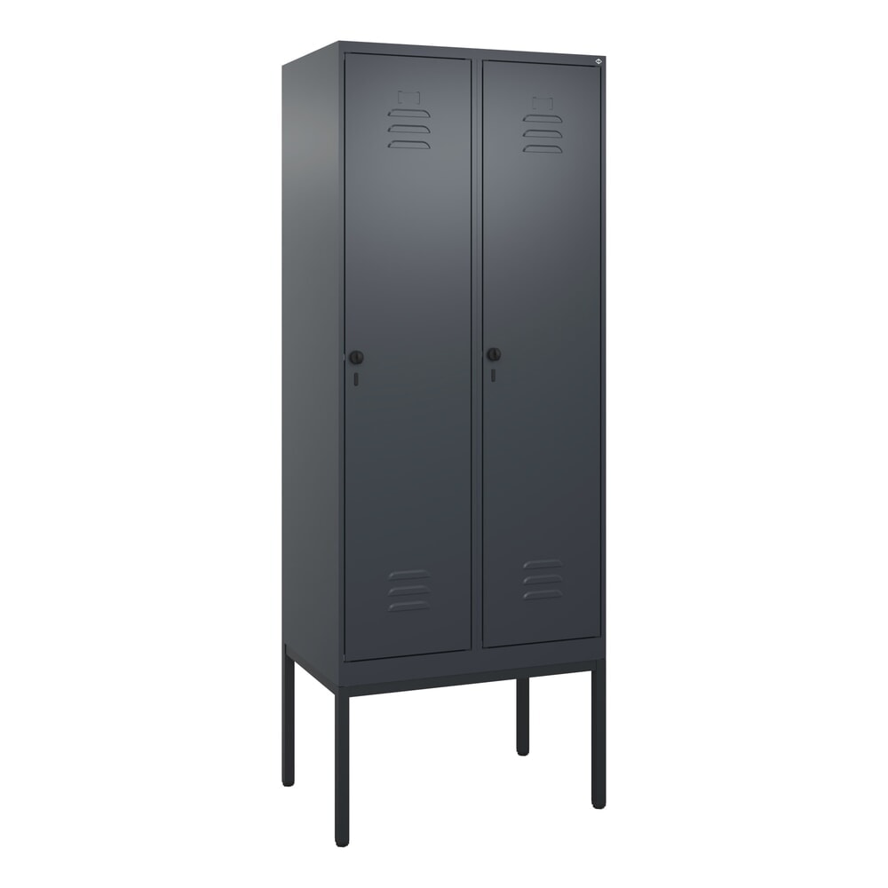 N° de l'image du produit 9 : C+P Spind Classic PLUS, Gestell, 2 Abteile, HxBxT 2.120 x 800 x 500 mm, anthrazitgrau, anthrazitgrau, für Vorhängeschloss, mit Mitteltrennwand