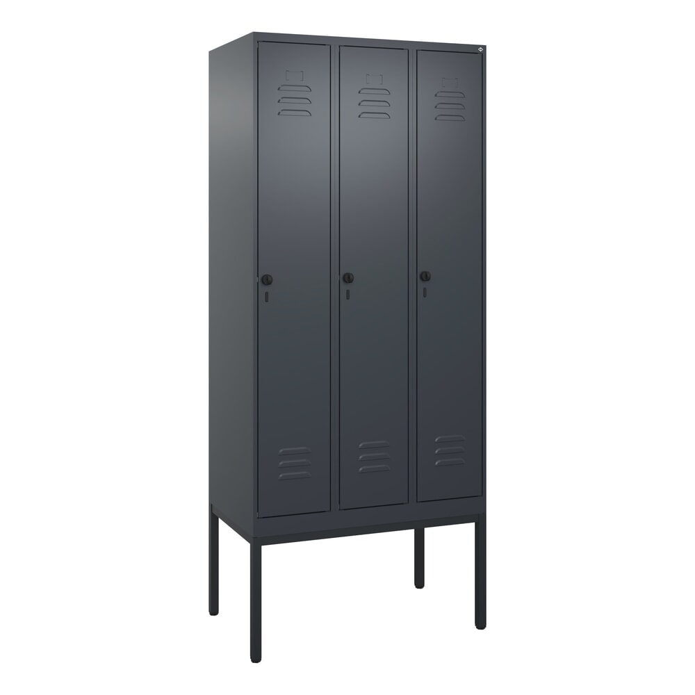 N° de l'image du produit 9 : C+P Spind Classic PLUS, Gestell, 3 Abteile, HxBxT 2.120 x 900 x 500 mm, anthrazitgrau, anthrazitgrau, für Vorhängeschloss, mit Mitteltrennwand