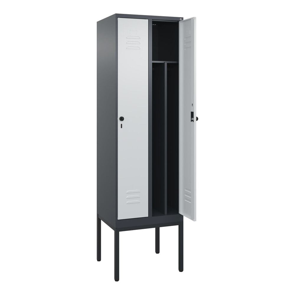 Illustration du produit: C+P Spind Classic PLUS, Gestell, 2 Abteile, HxBxT 2.120 x 600 x 500 mm, anthrazitgrau, lichtgrau, für Vorhängeschloss, mit Mitteltrennwand