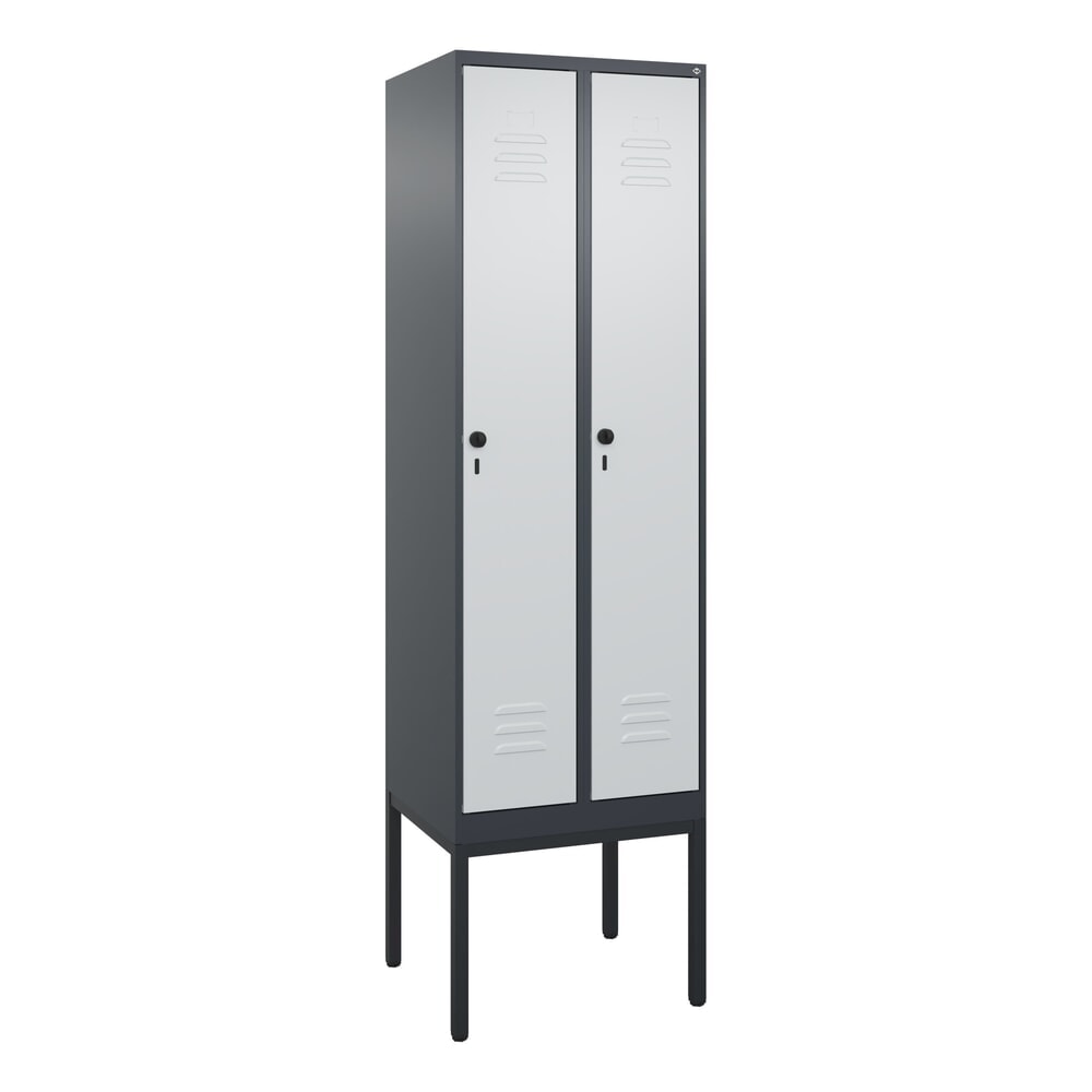 N° de l'image du produit 9 : C+P Spind Classic PLUS, Gestell, 2 Abteile, HxBxT 2.120 x 600 x 500 mm, anthrazitgrau, lichtgrau, für Vorhängeschloss, mit Mitteltrennwand
