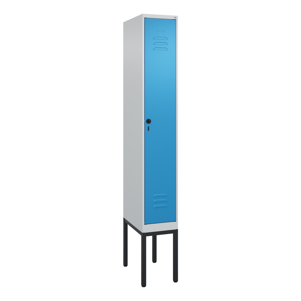 Illustration du produit: C+P Spind Classic PLUS, Gestell, 1 Abteil, HxBxT 2.120 x 300 x 500 mm, lichtgrau, lichtblau, für Vorhängeschloss, ohne Mitteltrennwand