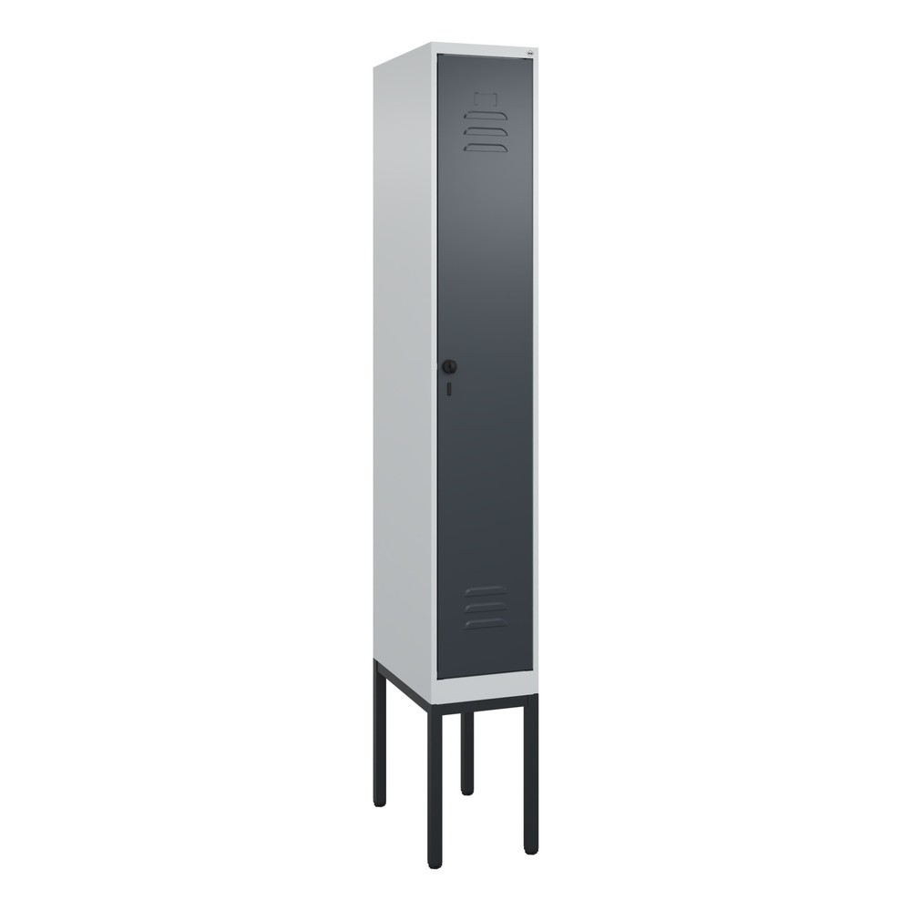 Illustration du produit: C+P Spind Classic PLUS, Gestell, 1 Abteil, HxBxT 2.120 x 300 x 500 mm, lichtgrau, anthrazitgrau, für Vorhängeschloss, ohne Mitteltrennwand