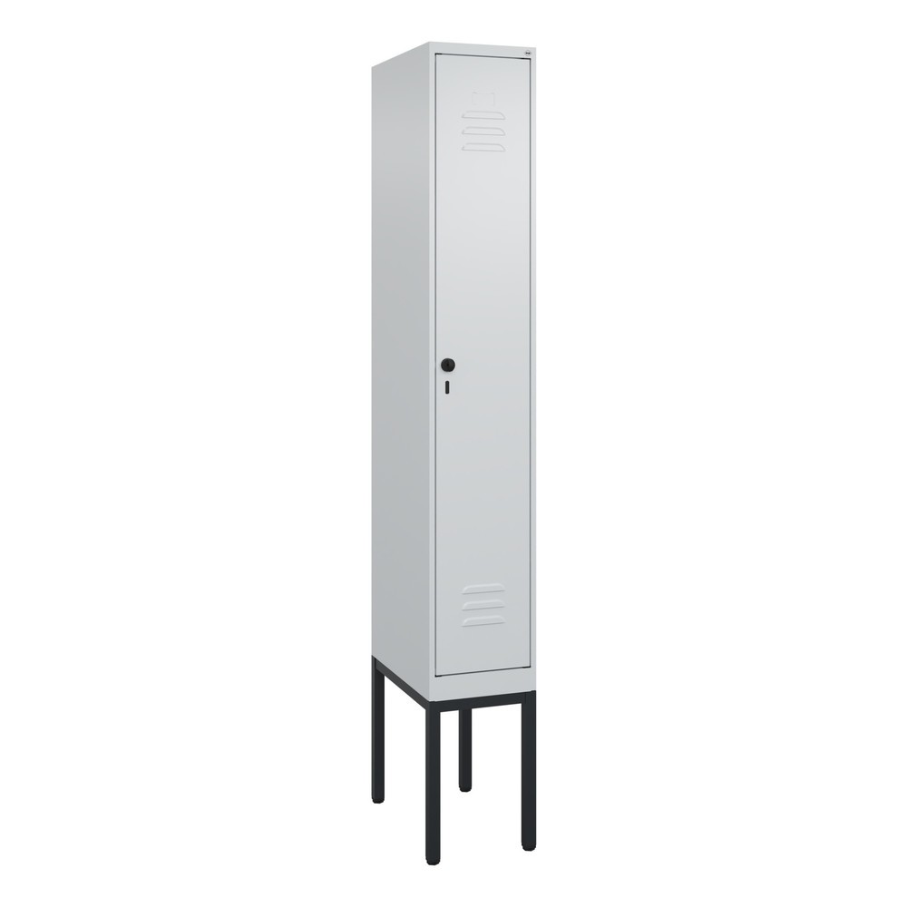 Produktabbildung: C+P Spind Classic PLUS, Gestell, 1 Abteil, HxBxT 2.120 x 300 x 500 mm, lichtgrau, lichtgrau, für Vorhängeschloss, ohne Mitteltrennwand