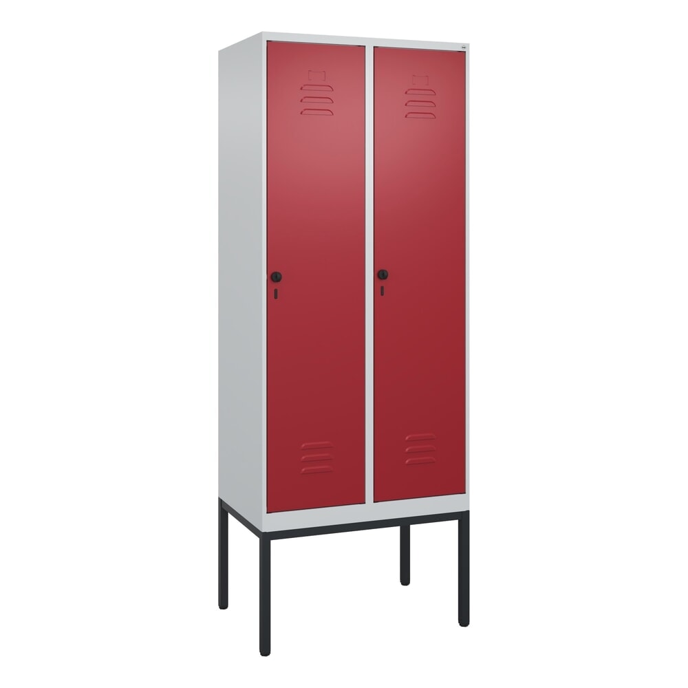 Produktabbildung Nr. 8: C+P Spind Classic PLUS, Gestell, 2 Abteile, HxBxT 2.120 x 800 x 500 mm, lichtgrau, rubinrot, für Vorhängeschloss, ohne Mitteltrennwand