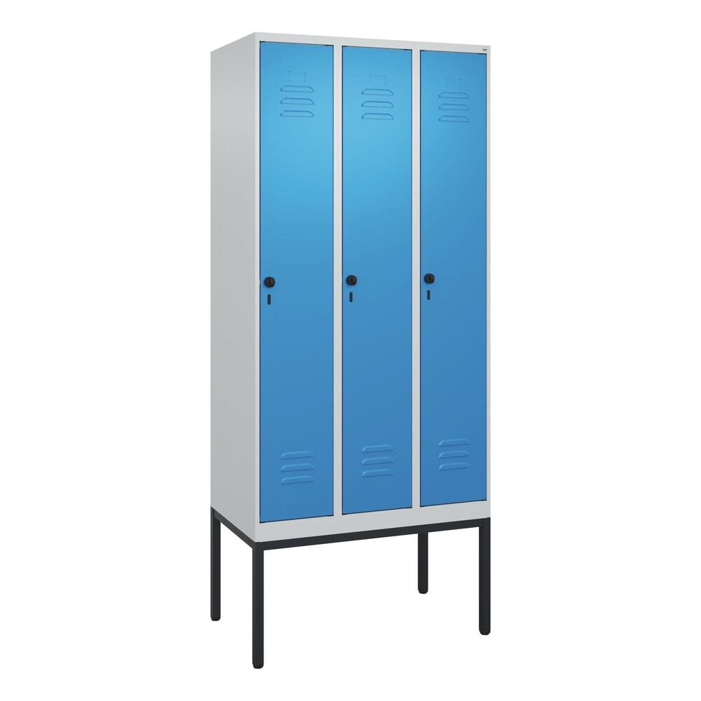 N° de l'image du produit 9 : C+P Spind Classic PLUS, Gestell, 3 Abteile, HxBxT 2.120 x 900 x 500 mm, lichtgrau, lichtblau, für Vorhängeschloss, ohne Mitteltrennwand