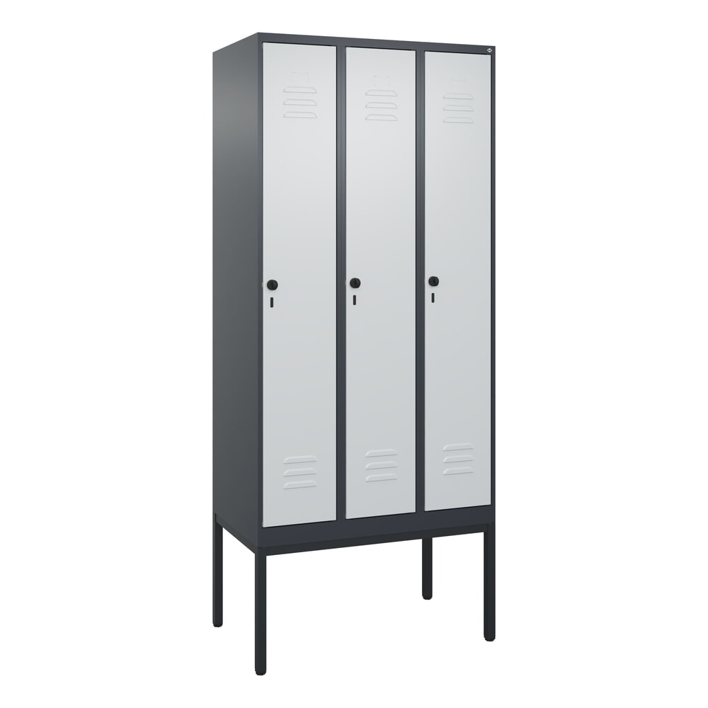 N° de l'image du produit 9 : C+P Spind Classic PLUS, Gestell, 3 Abteile, HxBxT 2.120 x 900 x 500 mm, anthrazitgrau, lichtgrau, für Vorhängeschloss, ohne Mitteltrennwand